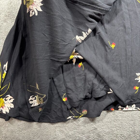 Free People Wrap Mini Dress Time On My Side Preppy Black Floral Print Small L160 - Picture 5 of 12